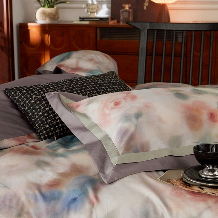 91家纺网 家纺一手货源 找家纺 由丽家纺 2025新款数码印花四件套 花芳霞-绿