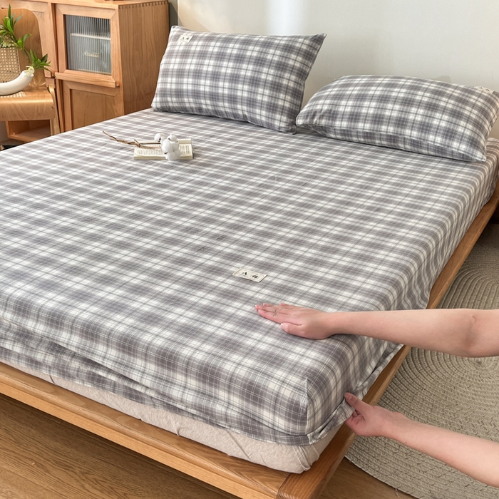 91家纺网 家纺一手货源 找家纺 21度C 2025新款A类全棉母婴级四件套单品系列-单床笠 可可灰