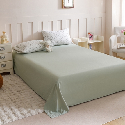 一加一2025新款水洗棉麻印花大豆夏被 四件套 绿色心情