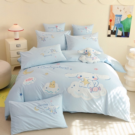 91家纺网 家纺一手货源 找家纺 绒棉世家 2025绒棉世家新款全棉水洗棉贴布绣专版四件套 玉贵狗