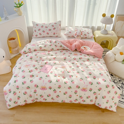 91家纺网 家纺一手货源 找家纺 （总）佰丝居 2025新款A类水洗棉双层纱豆豆被100%新疆棉花被夏被