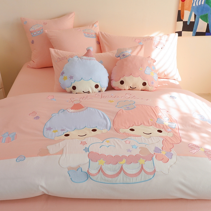 91家纺网 家纺一手货源 找家纺 绒棉世家 2025绒棉世家新款全棉水洗棉贴布绣专版四件套 双子星