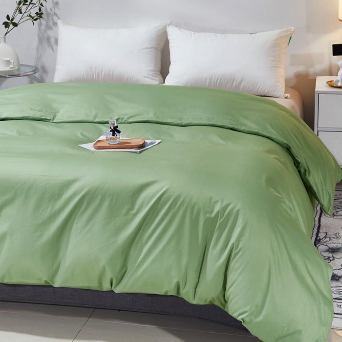 91家纺网 家纺一手货源 找家纺 晶缦家纺 2025新款喷气全棉13376纯棉斜纹纯色被套-沐兰 沐兰-抹茶绿