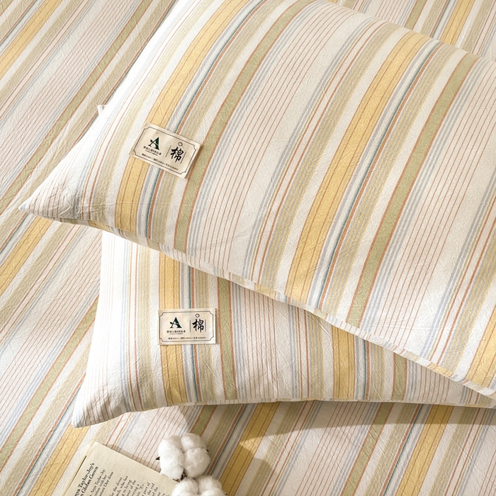 91家纺网 家纺一手货源 找家纺 21度C 2025新款A类全棉母婴级四件套单品系列-单枕套 沐妍黄