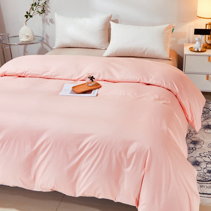 91家纺网 家纺一手货源 找家纺 晶缦家纺 2025新款喷气全棉13376纯棉斜纹纯色被套-沐兰 沐兰-粉玉