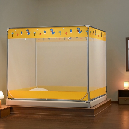 2025新款坐床式全包蚊帐 黄色恐龙