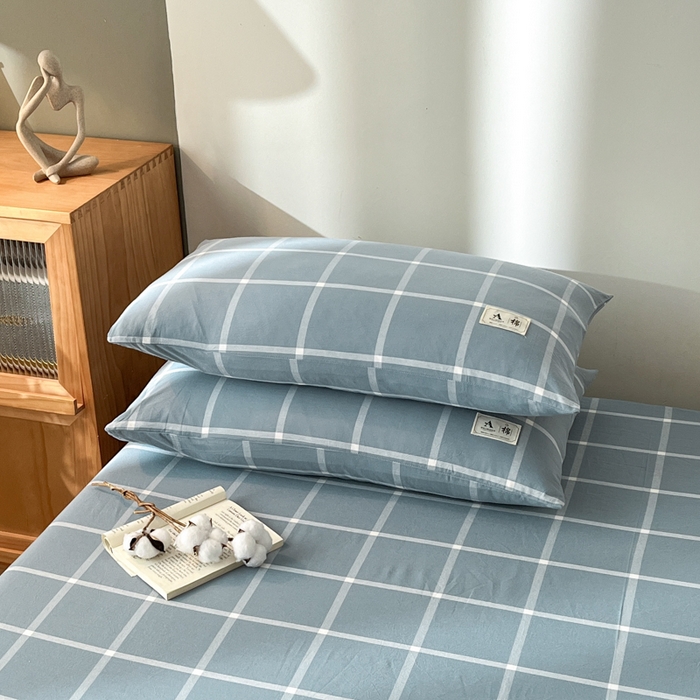 91家纺网 家纺一手货源 找家纺 21度C 2025新款A类全棉母婴级四件套单品系列-单枕套 海蓝格