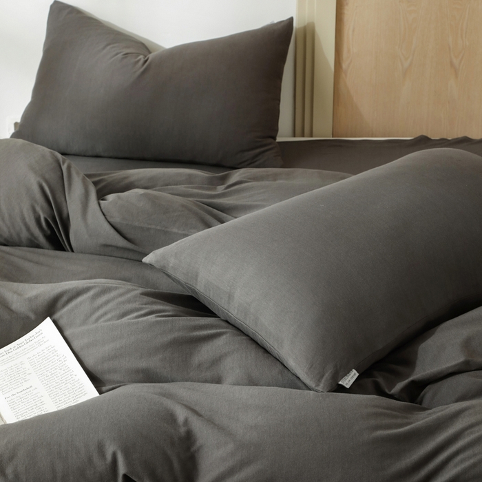 91家纺网 家纺一手货源 找家纺 梦可莱家居 2025春夏新品全棉针织棉纯色系列 碳灰