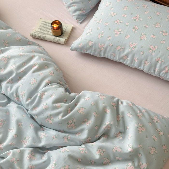 91家纺网 家纺一手货源 找家纺 典曼家纺 2025新款双层纱小清新印花四件套-床拍 初夏