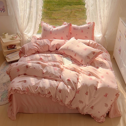 91家纺网 家纺一手货源 找家纺 （总）欧尚 2025新款针织棉双层纱四件套