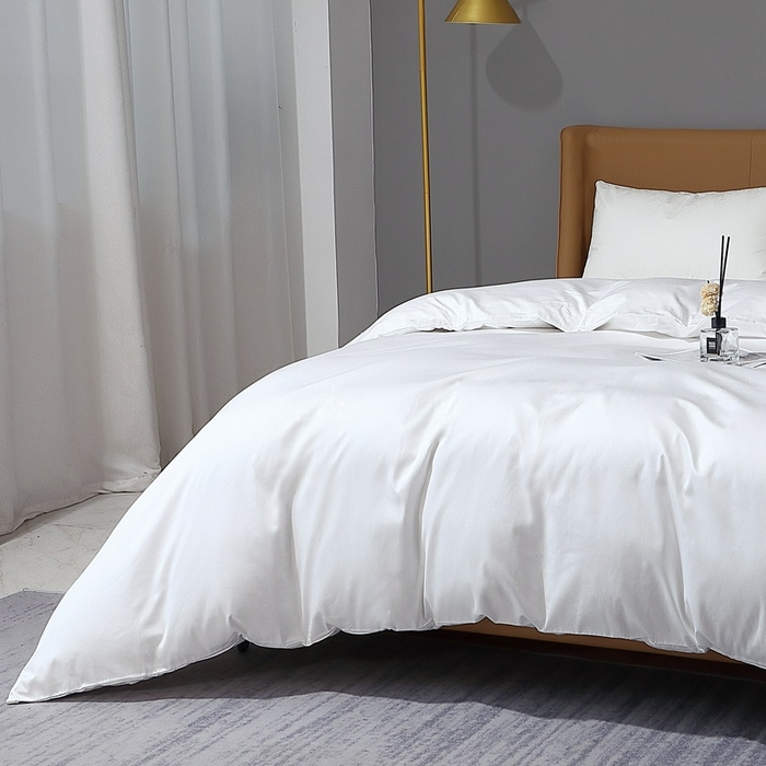 91家纺网 家纺一手货源 找家纺 晶缦家纺 2025新款全棉纯棉50支双股贡缎长绒棉纯色单品被套 绮芸-本白色