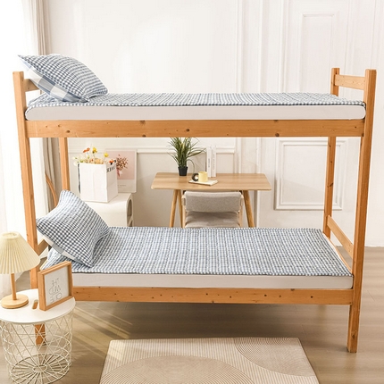 恋绒家纺 无印风高低床学生床褥水洗棉宿舍上下铺软床垫 蓝小格