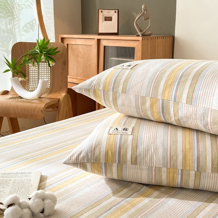 91家纺网 家纺一手货源 找家纺 21度C 2025新款A类全棉母婴级四件套单品系列-单枕套 沐妍黄