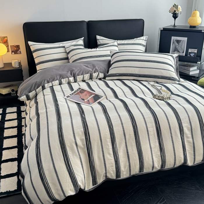 91家纺网 家纺一手货源 找家纺 简宜家居（朝初家纺） 2025新款40支全棉提花四件套（简川-星辰系列） 简川-乳白