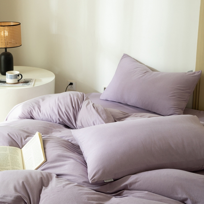 91家纺网 家纺一手货源 找家纺 梦可莱家居 2025春夏新品全棉针织棉纯色系列 梦幻紫