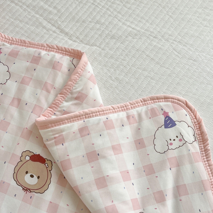 91家纺网 家纺一手货源 找家纺 桃子家居  2025新款A类高品质牛奶针织棉软糯大豆夏被 针织棉-粉格派对