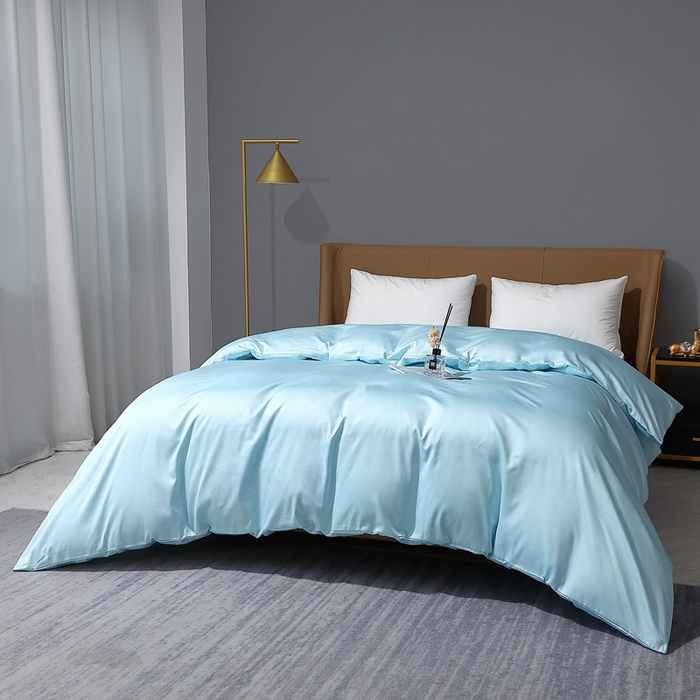 91家纺网 家纺一手货源 找家纺 晶缦家纺 2025新款全棉纯棉50支双股贡缎长绒棉纯色单品被套 绮芸-浅天蓝 