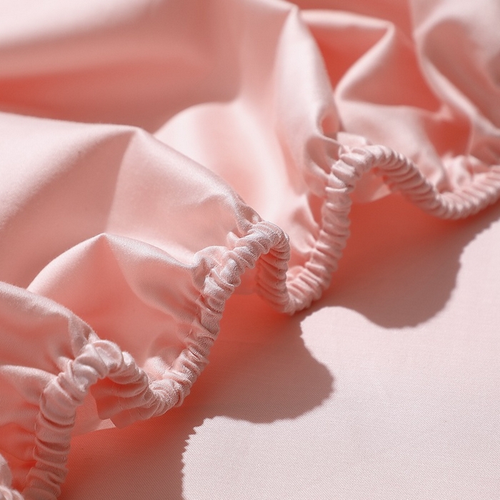 91家纺网 家纺一手货源 找家纺 晶缦家纺 2025新款全棉纯棉50支双股贡缎长绒棉纯色单品床笠 绮芸-浅粉玉