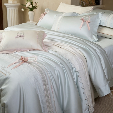 91家纺网 家纺一手货源 找家纺 诗黛尔 超柔云朵棉系列 冰兰绿