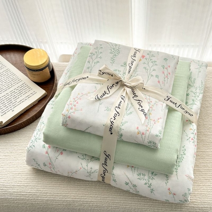 91家纺网 家纺一手货源 找家纺 典曼家纺 2025新款双层纱小清新印花四件套-叠拍 沁香园