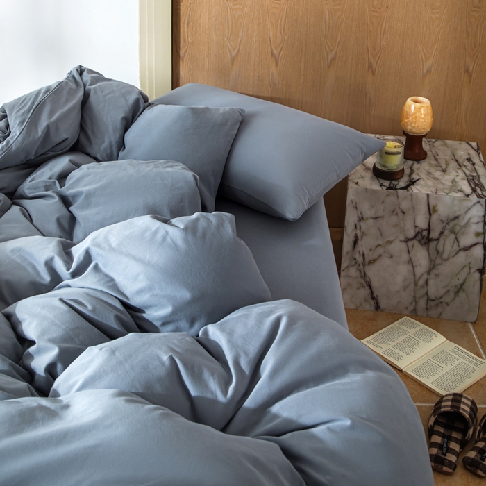 91家纺网 家纺一手货源 找家纺 梦可莱家居 2025春夏新品全棉针织棉纯色系列 蔚蓝