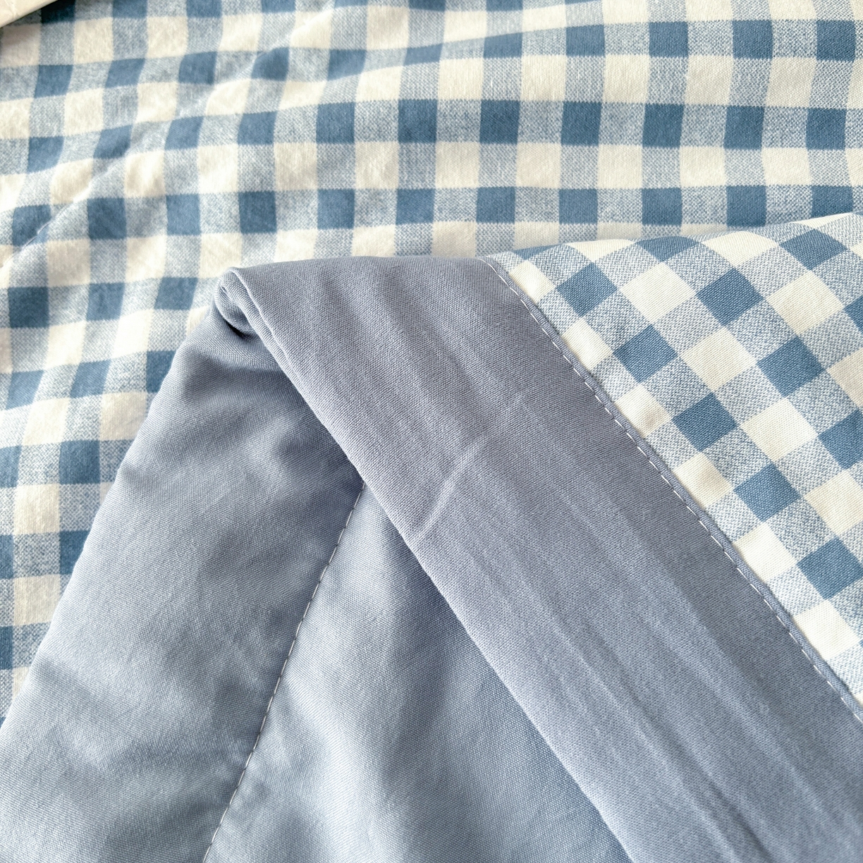 91家纺网 家纺一手货源 找家纺 佰丝居 2025新款A类水洗棉夏被100%新疆棉花被空调被夏凉被 蓝小格