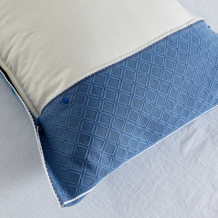 91家纺网 家纺一手货源 找家纺 朴尔家纺-毛巾被 2025新款纱布毛巾绣花素色半包枕套枕巾系列 绣花半包枕套-浅蓝