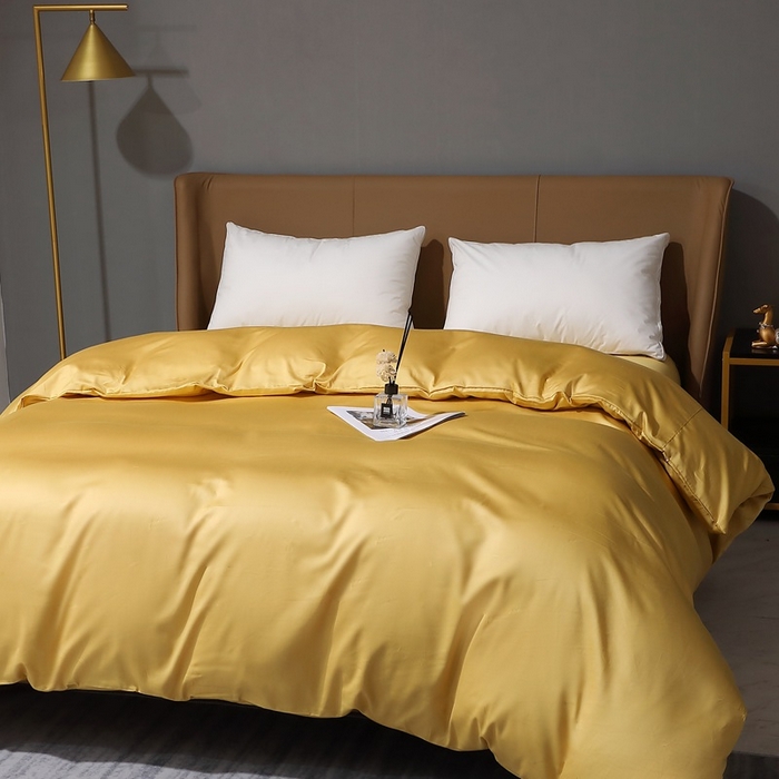 91家纺网 家纺一手货源 找家纺 晶缦家纺 2025新款全棉纯棉50支双股贡缎长绒棉纯色单品被套 绮芸-玉米黄 