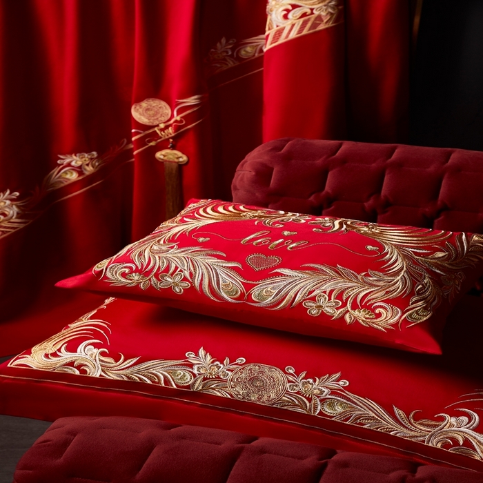 91家纺网 家纺一手货源 找家纺 爱情故事2025新款婚庆新品 锦凤流光