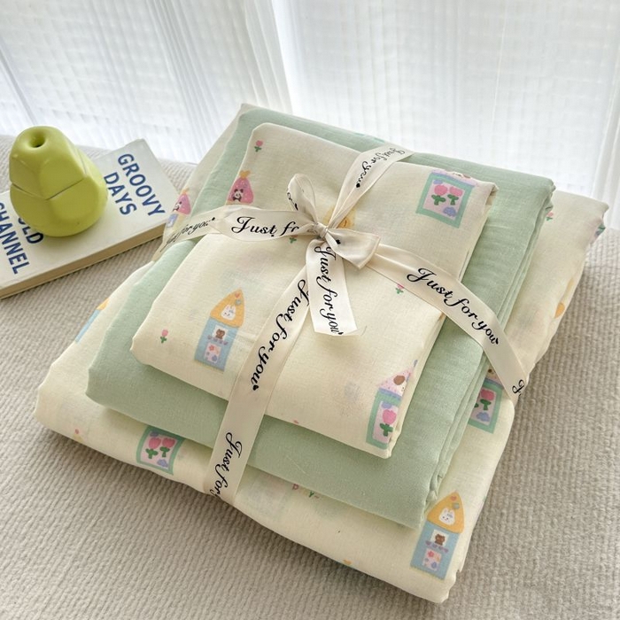 91家纺网 家纺一手货源 找家纺 2025新款双层纱印花卡通四件套-叠拍 爱丁堡