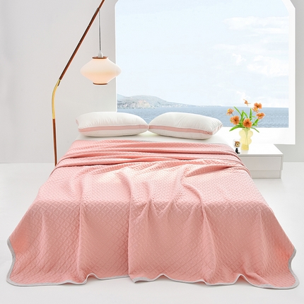 米奈家居 2025全棉针织棉提花多功能盖毯 公主粉