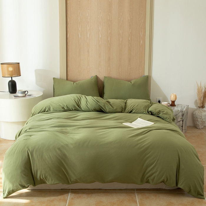 91家纺网 家纺一手货源 找家纺 梦可莱家居 2025春夏新品全棉针织棉纯色系列 青春绿