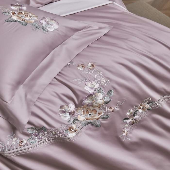 91家纺网 家纺一手货源 找家纺 爱情故事2025春夏居家新品四件套 盛夏-粉紫