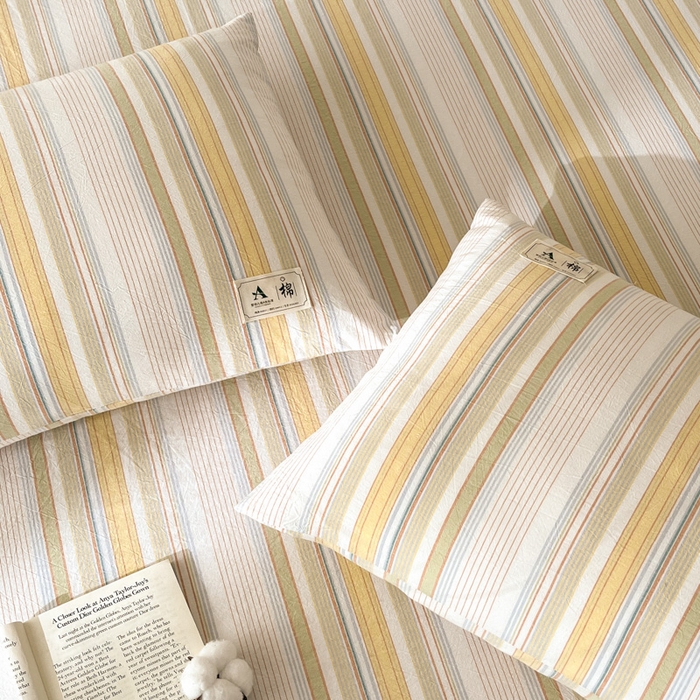 91家纺网 家纺一手货源 找家纺 21度C 2025新款A类全棉母婴级四件套单品系列-单枕套 沐妍黄