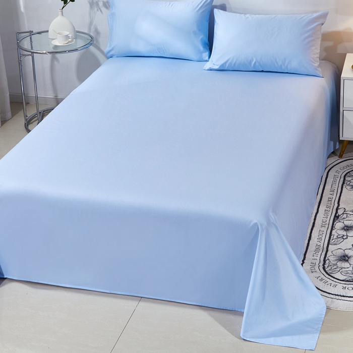 91家纺网 家纺一手货源 找家纺 晶缦家纺 2025新款喷气全棉13376纯棉斜纹纯色床单-沐兰 沐兰-天蓝