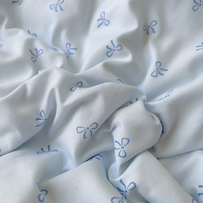 91家纺网 家纺一手货源 找家纺 欧尚 2025新款针织棉双层纱四件套 洁美蓝