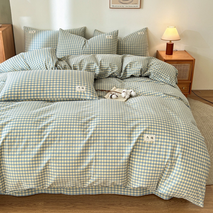 91家纺网 家纺一手货源 找家纺 21度C 2025新款A类全棉母婴级四件套单品系列-四件套 琉璃格