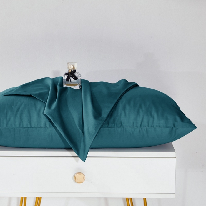 91家纺网 家纺一手货源 找家纺 晶缦家纺 2025新款喷气全棉13376纯棉斜纹纯色枕套-沐兰 沐兰-孔雀绿