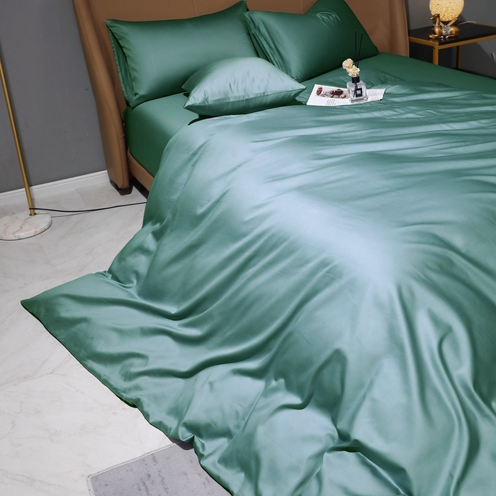 91家纺网 家纺一手货源 找家纺 晶缦家纺 2025新款全棉纯棉50支双股贡缎长绒棉纯色多规格四件套 绮芸-橄榄绿