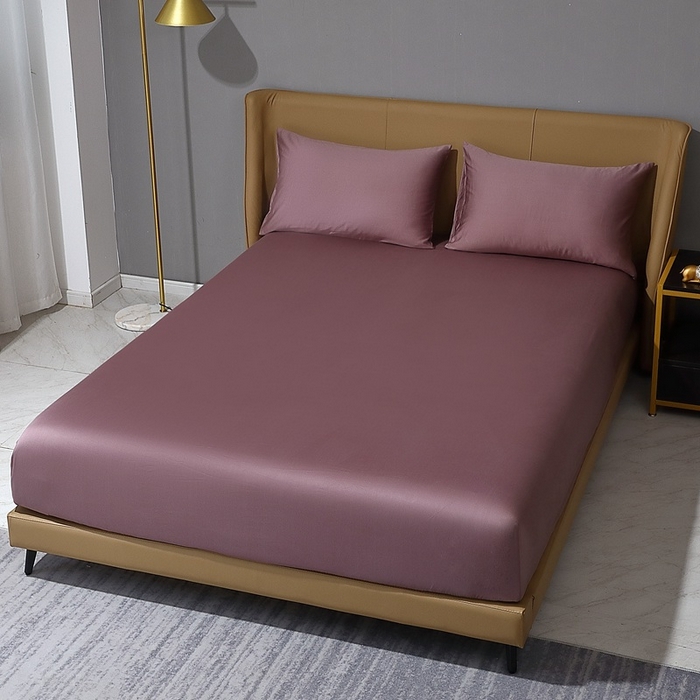 91家纺网 家纺一手货源 找家纺 晶缦家纺 2025新款全棉纯棉50支双股贡缎长绒棉纯色单品床笠 绮芸-帛咖色