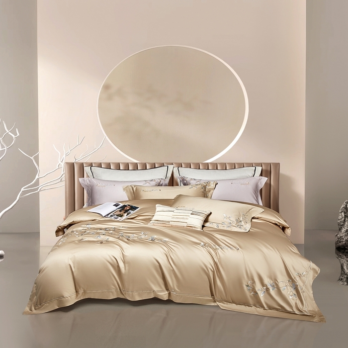 91家纺网 家纺一手货源 找家纺 爱情故事2025春夏居家新品四件套 秋叶-香槟色