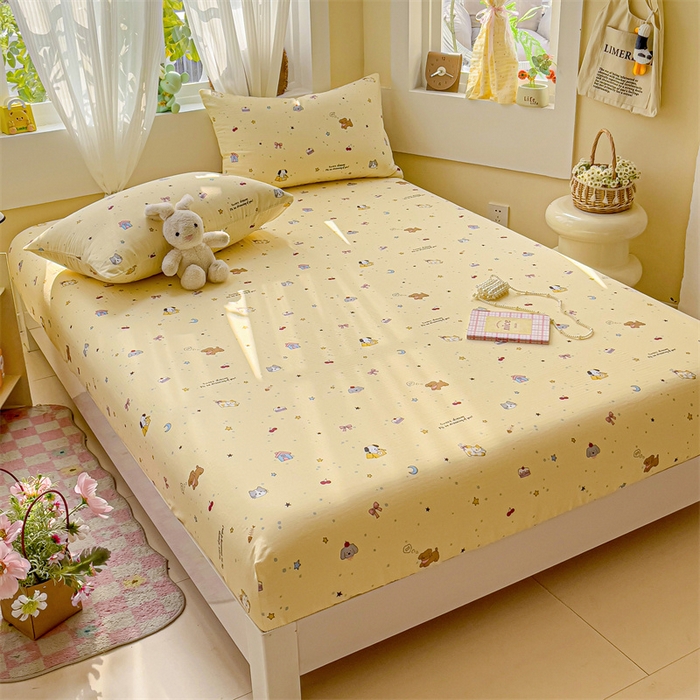 91家纺网 家纺一手货源 找家纺 名兮家居 2025新款全棉双层纱床笠 双层纱-狗狗幻想