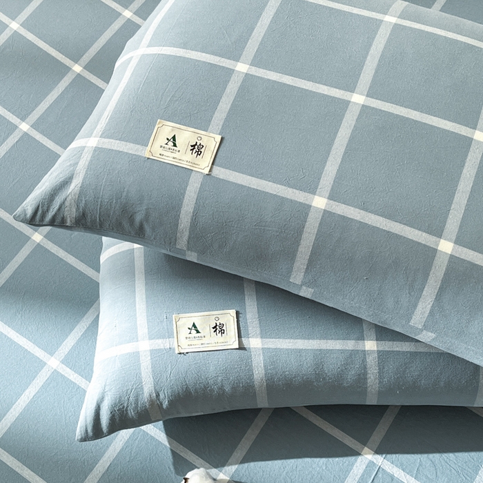 91家纺网 家纺一手货源 找家纺 21度C 2025新款A类全棉母婴级四件套单品系列-单枕套 海蓝格