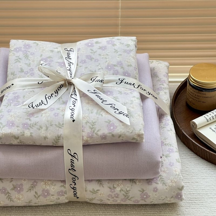 91家纺网 家纺一手货源 找家纺 典曼家纺 2025新款双层纱小清新印花四件套-叠拍 半亩花田