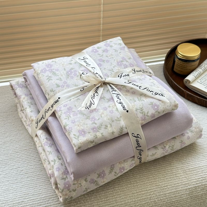 91家纺网 家纺一手货源 找家纺 典曼家纺 2025新款双层纱小清新印花四件套-叠拍 半亩花田