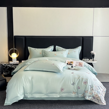 91家纺网 家纺一手货源 找家纺 （总）欧乐蒂 2025新款A类亲肤棉刺绣四件套-蝶舞