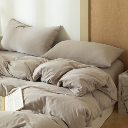 梦可莱家居 2025春夏新品全棉针织棉纯色系列 米灰