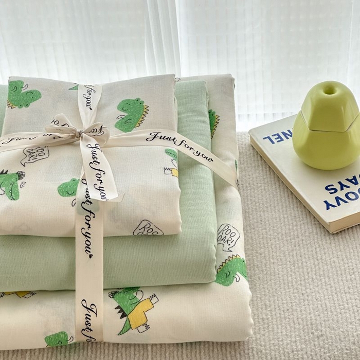 91家纺网 家纺一手货源 找家纺 2025新款双层纱印花卡通四件套-叠拍 酷酷龙