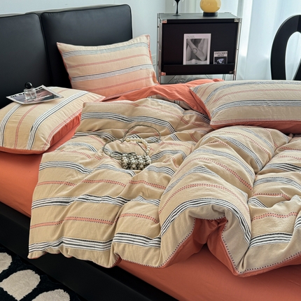 简宜家居（朝初家纺） 2025新款40支全棉提花四件套（简川-星辰系列） 简川-赤丹