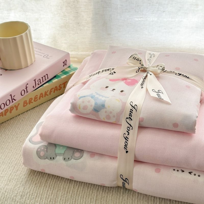 91家纺网 家纺一手货源 找家纺 2025新款双层纱印花卡通四件套-叠拍 趣味王国